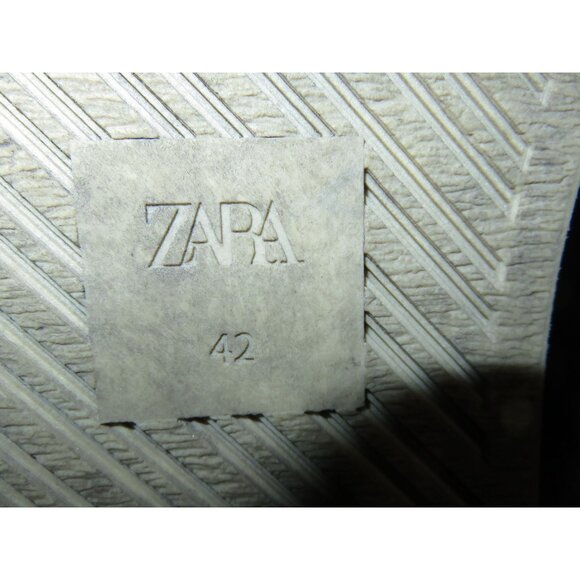 Zara black smooth leather lace up low top sneakers size 42 or US 9 - Picture 7 of 9